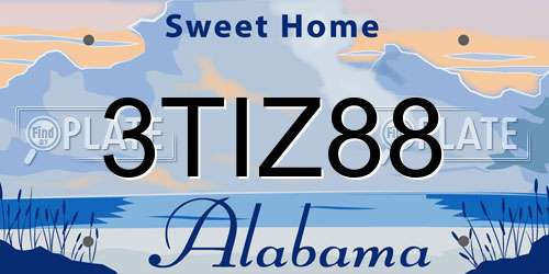 3TIZ88 Alabama License Plate