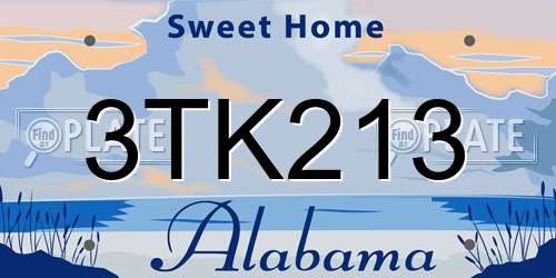 3TK213 Alabama License Plate