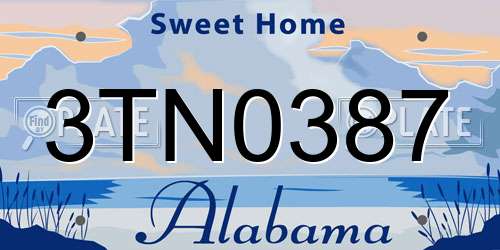 3TN0387 Alabama License Plate