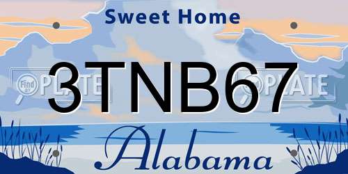 3TNB67 Alabama License Plate