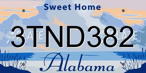3TND382 Alabama License Plate