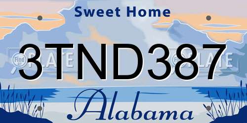 3TND387 Alabama License Plate