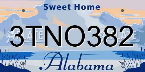 3TNO382 Alabama License Plate