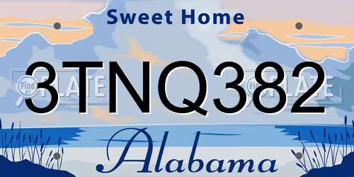 3TNQ382 Alabama License Plate