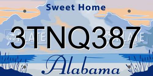 3TNQ387 Alabama License Plate