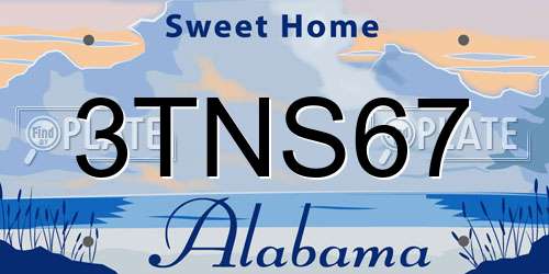 3TNS67 Alabama License Plate
