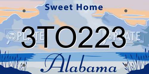 3TO223 Alabama License Plate