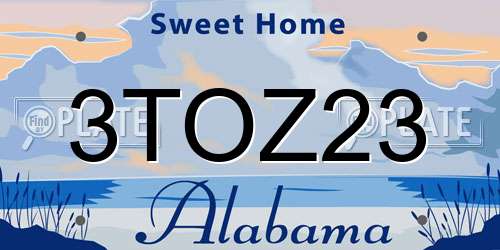 3TOZ23 Alabama License Plate