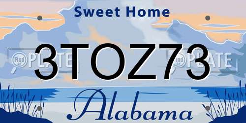 3TOZ73 Alabama License Plate