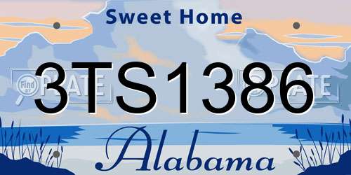 3TS1386 Alabama License Plate