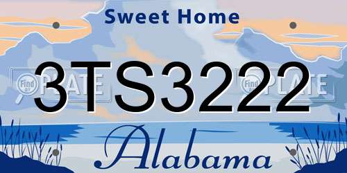 3TS3222 Alabama License Plate
