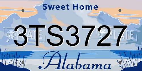 3TS3727 Alabama License Plate