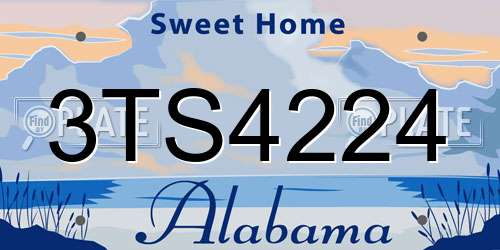3TS4224 Alabama License Plate