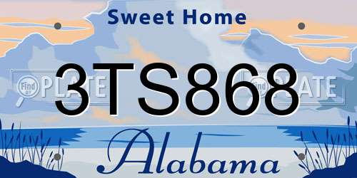3TS868 Alabama License Plate