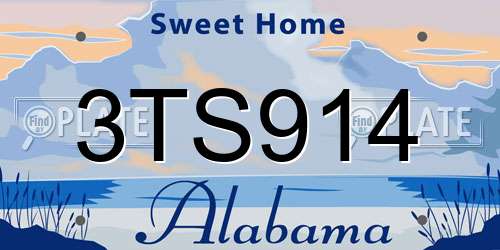 3TS914 Alabama License Plate