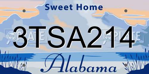 3TSA214 Alabama License Plate