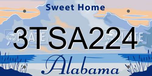 3TSA224 Alabama License Plate