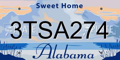 3TSA274 Alabama License Plate