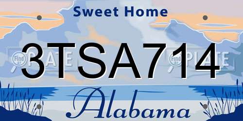 3TSA714 Alabama License Plate
