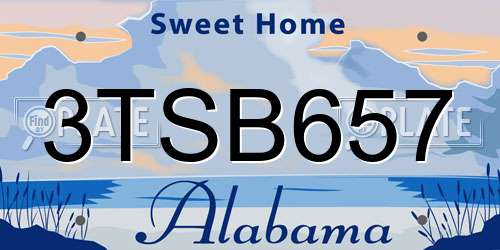3TSB657 Alabama License Plate