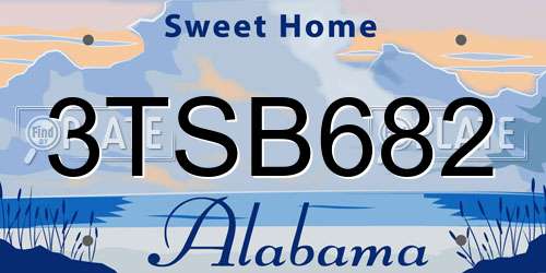 3TSB682 Alabama License Plate