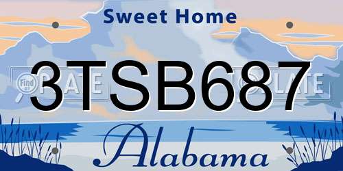 3TSB687 Alabama License Plate