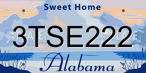 3TSE222 Alabama License Plate