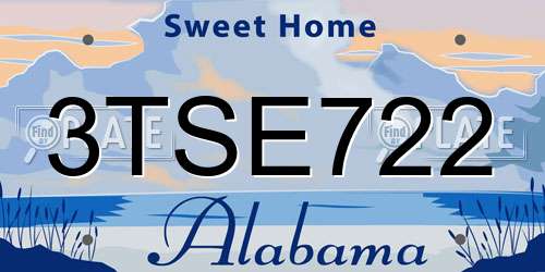 3TSE722 Alabama License Plate