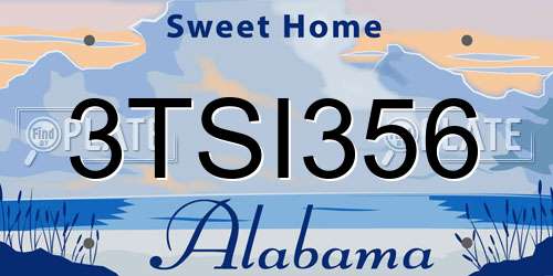 3TSI356 Alabama License Plate