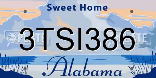 3TSI386 Alabama License Plate