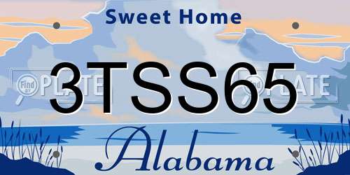 3TSS65 Alabama License Plate