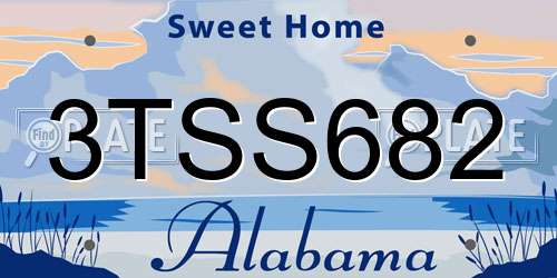 3TSS682 Alabama License Plate