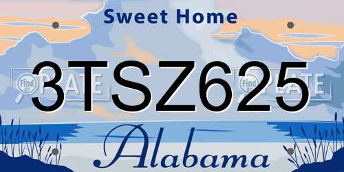 3TSZ625 Alabama License Plate