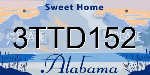 3TTD152 Alabama License Plate