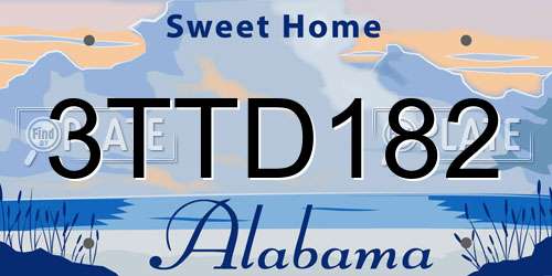 3TTD182 Alabama License Plate