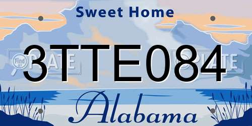 3TTE084 Alabama License Plate