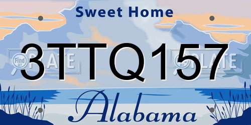 3TTQ157 Alabama License Plate
