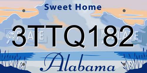3TTQ182 Alabama License Plate
