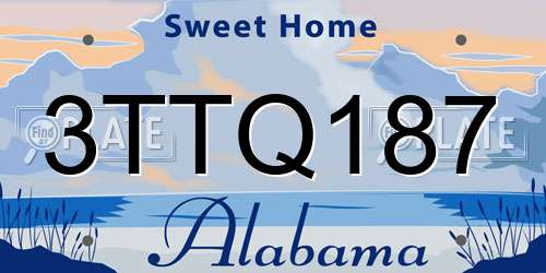 3TTQ187 Alabama License Plate