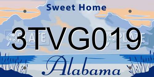 3TVG019 Alabama License Plate
