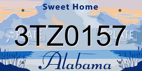 3TZ0157 Alabama License Plate