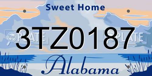 3TZ0187 Alabama License Plate