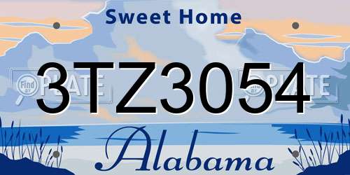 3TZ3054 Alabama License Plate