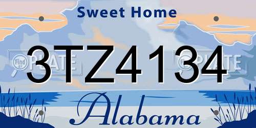 3TZ4134 Alabama License Plate