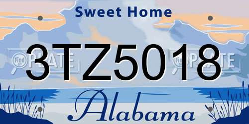 3TZ5018 Alabama License Plate
