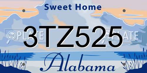 3TZ525 Alabama License Plate