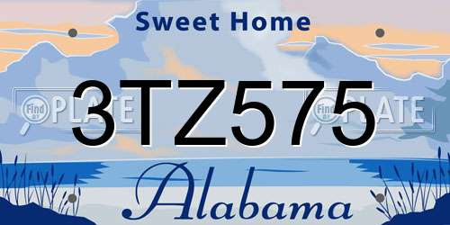 3TZ575 Alabama License Plate
