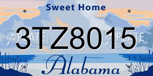 3TZ8015 Alabama License Plate
