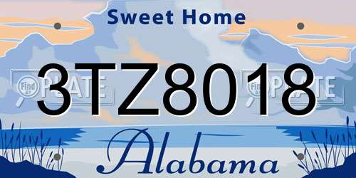 3TZ8018 Alabama License Plate