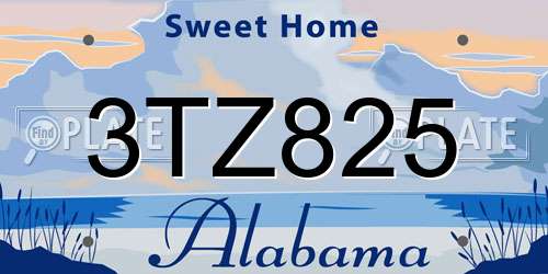 3TZ825 Alabama License Plate